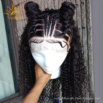 Sunlight Afro Deep Frontal Weave Raw Cambodian Virgin Hair Long Products Brazilian Curly Wig For Woman